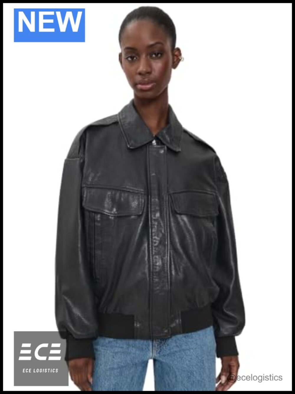 Leather Bomber Jacket Womens Mid-Weight Non-Stretch